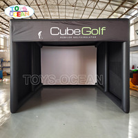 Tente de simulateur de golf gonflable portable commerciale avec écran de projection à impact, enclos d'entraînement de golf pour la location d'événements de club