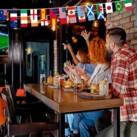 Guirlande de drapeaux Mondial 2026, 32 drapeaux - 10 m (33 pi) Décorations de fête de football mondial, Guirlande de drapeaux double face pour restaurant, bar, club