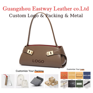 Sac fourre-tout pour femme en cuir véritable avec logo personnalisé, fermeture élégante à fermoir, couleur unie, design tendance, sac à bandoulière de luxe pour femmes - Product Image 1