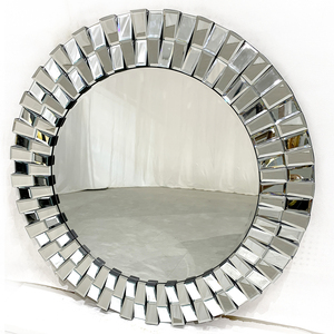 Grand <span class=keywords><strong>Miroir</strong></span> <span class=keywords><strong>Mural</strong></span> Décoratif <span class=keywords><strong>Rond</strong></span> Design Soleil en 3D pour Salon - Product Image 2