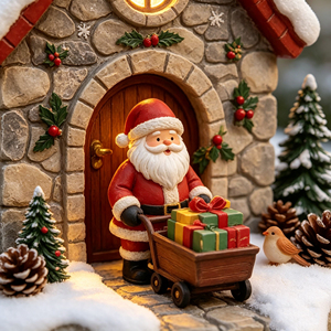 Ornamento Natalizio in Resina a Forma di Casa di Babbo Natale con LED, Decorazione da Tavolo per Casa, Regalo per Bambini, Statuetta - Product Image 2
