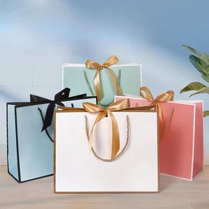 Bolsa de Papel Colorida y Elegante para Regalos, Bodas, Dulces y Ropa, con Lazo Decorativo para Tiendas y Obsequios - Product Image 5
