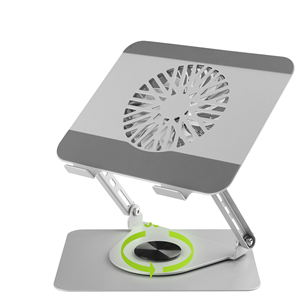 Desktop Adjustable Notebook Holder Riser Rotation Laptop Raiser Dual Shaft Laptop <b>Stand</b> with Cooling <b>Fan</b> - Product Image 1