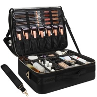 ReIaveI XL Trousse de maquillage portable multifonctionnelle, durable, élégante, en PVC, avec fermeture éclair, résistante à l'eau, grande capacité, pour artistes