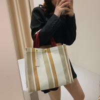 Sac fourre-tout vintage en toile, sac de week-end, grand sac fourre-tout simple de haute qualité et grande capacité, sac à main de luxe rayé pour femme