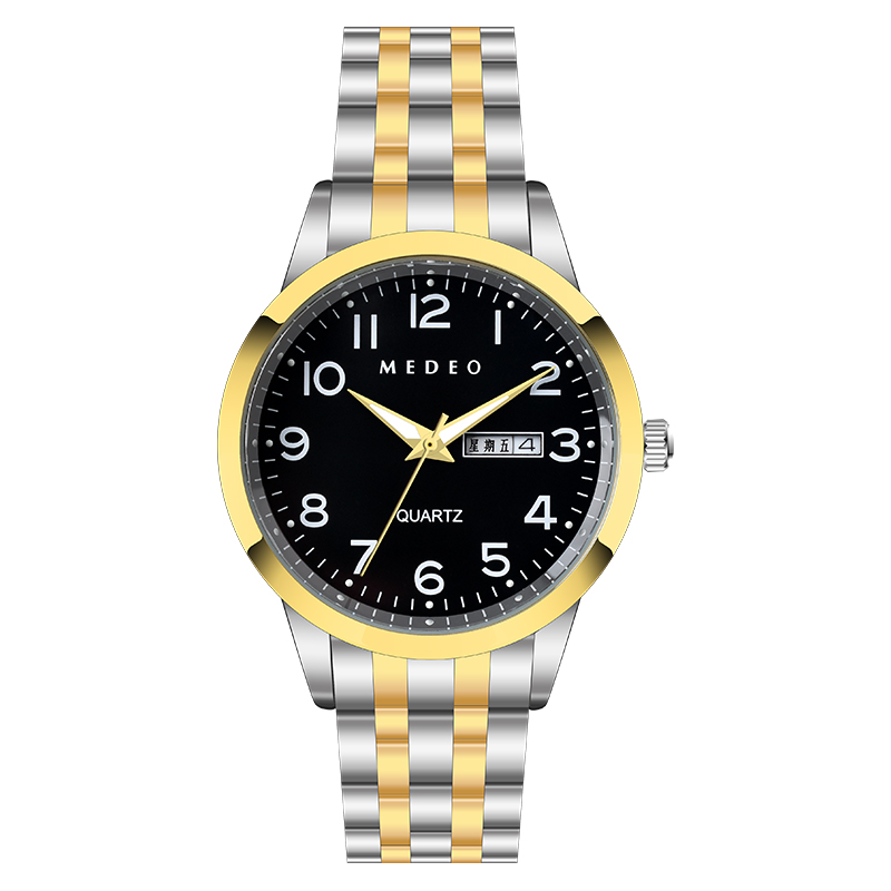 Cadran noir avec lunette dorée