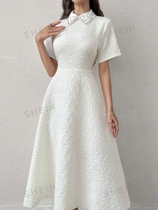 Dệt 100% Polyester 3D Nổi Jacquard Dệt Vải Cho Làm Phụ Nữ Hollow out Chi Tiết Ngắn Tay Áo Jacquard Ăn Mặc Quần Áo - Product Image 4