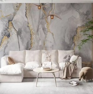 Carta da parati in marmo grigio bianco creativo con <span class=keywords><strong>sfondo</strong></span> <span class=keywords><strong>astratto</strong></span> e Texture dorata murale - Product Image 1