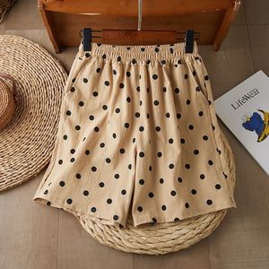 Polka Dot Shorts Women Summer Loose Fit <b>Elastic</b> Waist Wide Leg Khaki Casual Pants With Pockets Breathable Style - Product Image 1