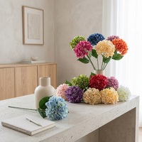 Bunga Hydrangea Buatan Tangan Modern Mewah, Tangkai Tunggal Sutra 126 Kelopak Kepala Besar, untuk Pernikahan, Hari Valentine, Thanksgiving