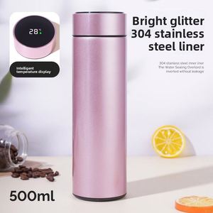 X527 Custom 100pcs 500ml 304 Stainless Steel Led Display Smart Cup With Double Wall <b>Filter</b> Child Gift Straight Tumbler <b>Bottle</b> - Product Image 3