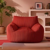 Ensemble de canapés poufs en tissu velours côtelé doux et moelleux, design japonais moderne, pour la maison, le bureau, le salon, avec billes de polystyrène