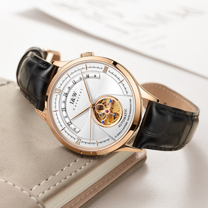 Montre mécanique automatique pour homme IW Carnival Casual Tourbillon, style squelette, bracelet en acier inoxydable or rose, boîtier en acier inoxydable, pour les affaires - Product Image 5