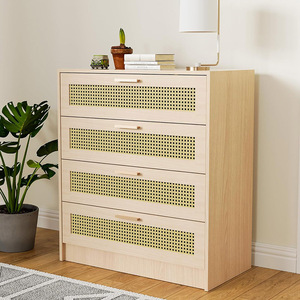 Cómoda <span class=keywords><strong>cajonera</strong></span> contemporánea de lujo moderna, muebles de madera con panel de ratán cómodo para el hogar, apartamento, dormitorio, sala de estar, Hotel - Product Image 3