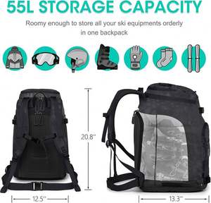 Échantillon gratuit, logo personnalisé, ensemble de sacs de voyage pour équipement de ski en deux pièces, longueur réglable pour une utilisation en extérieur et en salle de sport - Fabriqué en polyester durable - Product Image 3