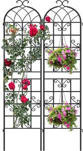 Panneaux de treillis de clôture en métal noir Pergola avec revêtement en poudre utilisés pour les plantes grimpantes râteau de culture de fleurs - Product Image 3