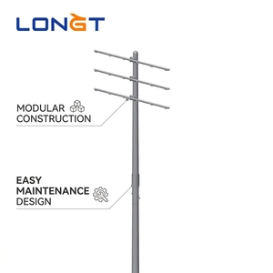 Poteau de ligne de transmission en acier galvanisé à chaud LONGT OEM pour extérieur, hauteur 3m-35m, résistance au vent 180km/h, durable et étanche - Product Image 1