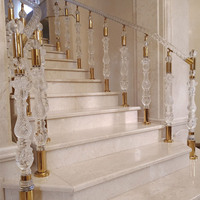 Pilier en plexiglas cristal pour escalier, lumière led SS 304, balustrade en acrylique transparent pour escalier