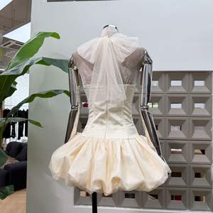 Novità Estate 2026: Mini Abito Sexy da <span class=keywords><strong>Donna</strong></span> Stile Francese con Lacci, Vita Aderente, Rete e Halter, Design a Palloncino - Product Image 5