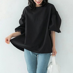 Thời Trang Mới Nữ Loose Fit Áo Cotton Tay Đèn Lồng Cổ Tròn Quá Khổ Top Mùa Hè Thường Ngày Phong Cách Hàn Quốc - Product Image 2