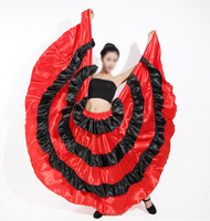 Jupe de flamenco espagnole pour femme bohème à 720 degrés, en satin de polyester lisse, grande jupe évasée, costume de danse du ventre pour carnaval, fête, bal