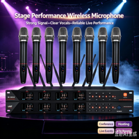Système de microphone sans fil UHF à huit canaux, 8 micros à condensateur portatifs, cardioïdes, métalliques, professionnels, pour scène, performance, karaoké