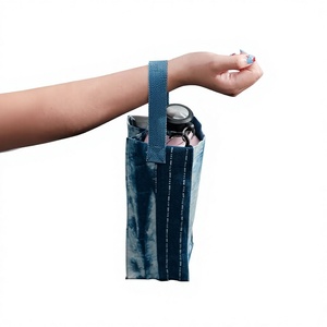 กระเป๋าผ้าแคนวาสย้อมสีครามแบบญี่ปุ่นทำมือ  สำหรับใส่ขวดน้ำแบบพกพา - Product Image 6