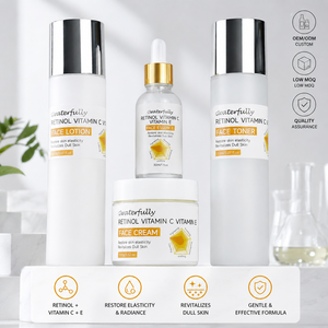 Set Coreano per la Cura della Pelle con Retinolo, <span class=keywords><strong>Siero</strong></span> Viso Illuminante alla Vitamina C, Crema Anti-<span class=keywords><strong>Rughe</strong></span> e Anti-Linee Sottili, Tonico Minimizzatore dei Pori - Product Image 1