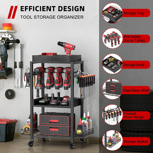 Carrito Organizador de Herramientas Eléctricas con Soporte para Taladro y Ruedas - Product Image 6
