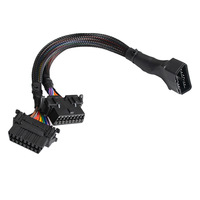 Haute Qualité OBD2 16Pin Mâle Double Femelle Y Splitter Câble D'extension 30cm Nylon 20AWG Full Core Universel Automobile Moto