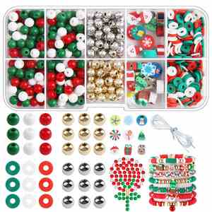 Kit de Manualidades con Cuentas de Arcilla Polimérica de Santa Claus y Árbol de Navidad Heishi para Hacer Joyas y Pulseras - Product Image 1