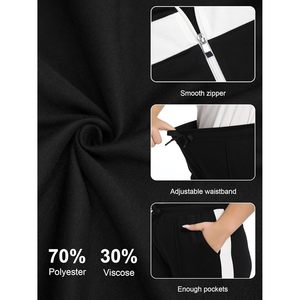 Ensemble de survêtement 2 pièces pour femmes FOXA, taille plus, veste zippée, pantalon de survêtement, couleurs contrastées, bande latérale, vêtements décontractés - Product Image 6