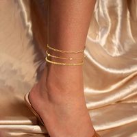 Bijoux de plage d'été Plaqué or Chaîne de serpent Bracelets de cheville Vintage Layered Twist Rope Chain Butterfly Anklet for Girl