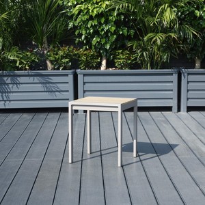 Mesa Auxiliar de Aluminio para Exteriores con Superficie de Madera Plástica, Mesa de Centro para Patio, Mesa de Bistro para Jardín, <span class=keywords><strong>Muebles</strong></span> de Exterior para Hotel, Venta al por Mayor - Product Image 3
