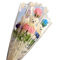 Bunga Mawar Simulasi Buatan Tangan AIDA Brand Model CY-021, Daun Bunga Sabun, Bunga Beruang - Grosir