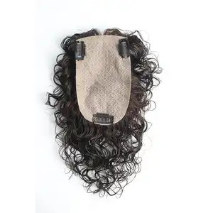 Custom Silk Base Wholesale Curly Wave Natural Black Color Woman Toupee Human Hair