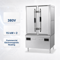 Armoire de cuisson à vapeur électromagnétique professionnelle à double porte pour riz, 20-24 plateaux, 380V