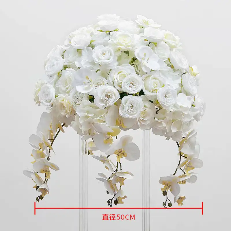 Customized Wedding Stage Table Centerpieces Flower Balls White Rose With Orchid Large Wedding Flower Ball