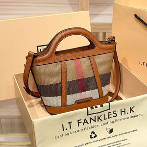 Bolsos de mano de lujo retro para mujer, bolsos de diseñador de moda, de lona, cuero genuino, estilo vintage a cuadros, bandolera, bolsos de mano para damas. - Product Image 1