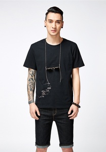 قميص دينيم رجالي من كيرين بتطريز ثلاثي الأبعاد، 100% قطن، بأكمام قصيرة، تصميم على الطراز الصيني، بوزن قماش 300 جرام - Product Image 5