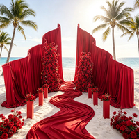 DKB Vente en gros de fleurs artificielles en soie pour mariage, fleurs artificielles personnalisées pour arche, arche de fleurs rouges en forme de corne pour la décoration de mariage