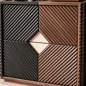 Armoire de rangement modulaire texturée géométrique, boîte à tiroirs en bois empilable avec incrustation de diamants pour salon et chambre à coucher - Product Image 5