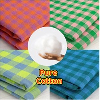 Tissu en coton gingham rose et vert, motif à carreaux teint en fil, matière pour vêtements, coton biologique pour robes et chemises