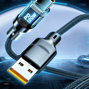 Cable de Datos de Cobre Puro de Carga Súper Rápida Tipo-C de 120W 6A con Pantalla Digital en Tiempo Real Compatible con Pantalla LED - Product Image 1