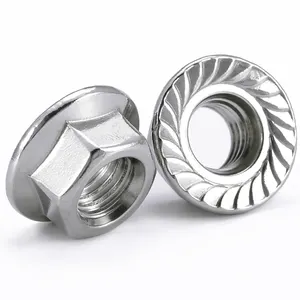 M3 M4 M5 M6 M8 M10 M12 High Quality Stainless Steel 304 Hexagon Hex Head Serrated Spinlock Flange Nuts Lock DIN6923