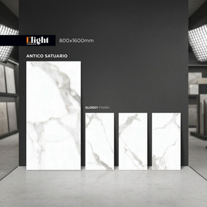Vistaar Antico Satuario 800x1600mm Glossy Porcelain Tiles Luxury Statuario Marble Effect for Premium Interiors - Product Image 1
