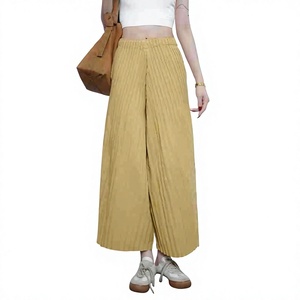 Pantalones de mujer de talla grande, plisados, acampanados, sueltos, de pierna ancha, casuales, largos, de verano - Product Image 3
