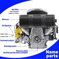 Moteur portable d'occasion TLJ TJ740 739cc 2 cylindres OHV 4 temps 27 CV refroidi par air, démarrage électrique, normes CE/Euro 5