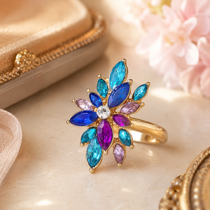 Anello Marquise con Fiori Colorati per Donne, Gioiello da Dito Creativo e alla Moda - Product Image 6