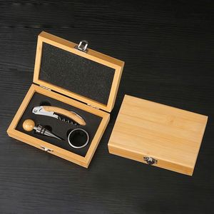 Custom LOGO 3-in-1 <b>Wine</b> Gift Box Set with Opener <b>Stopper</b> Foil Cutter - Product Image 4